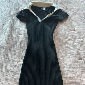 Divided by H&M Collared Black and White Jersey Dress XXS